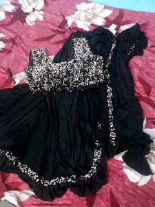 Black Ready-made Saree
