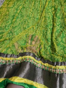 Elegant Green &amp; yellow toned shining anarkali ku