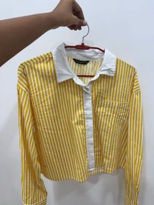 Yellow Striped Collared Shirt