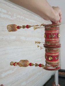 Beautiful Red Bridal Bangles with kalira
