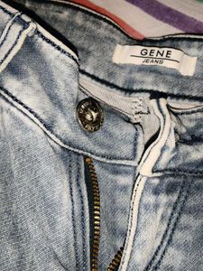 Distressed Wash Jeans with Side Stripe