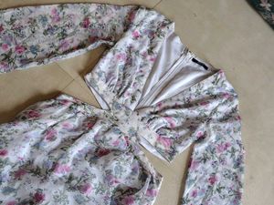 Floral Cut-Out Long Sleeve Dress