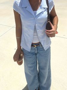 Blue &amp; White Striped Button-Up Shirt