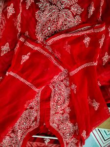 Red Chikankari Kurti