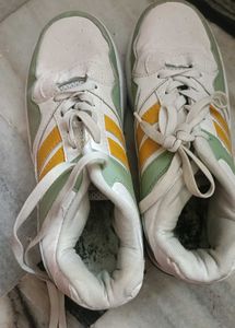 White &amp; Green Sneakers