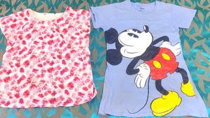 Disney Mickey Mouse & Floral Print Tees