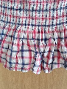 Off-Shoulder Plaid Smocked Top