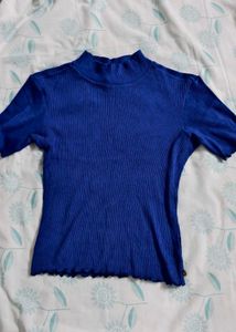 Blue Ribbed Top