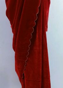 Velvet Embroidered Red Saree