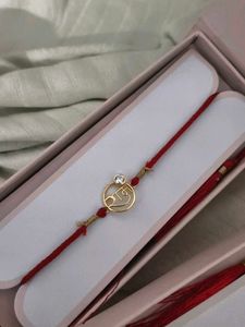 Designer silver  Swastik Rakhi with Stones