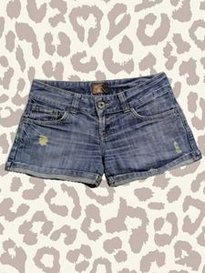 Bershka Sparkly Y2K Low Rise Denim Shorts