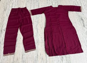 Elegant Maroon Embroidered Kurta