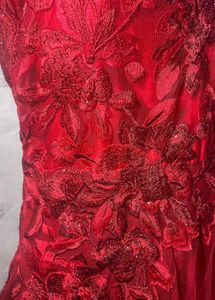 Red Floral Embroidered Gown