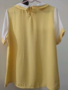 Transparent Cute Yellow Peter Pan Collar Top