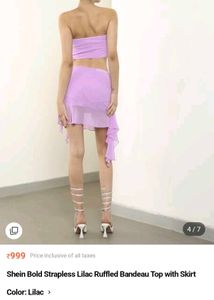 ruffled lilac cord set- mini skirt and tube top