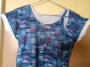 Price Dropped !! Blue &amp; White Applique Work Dress
