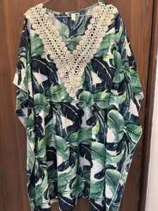 Tropical Print Crochet Cover-Up