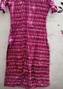 Maroon & White Ikat Print Kurta