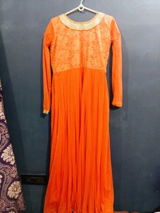Elegant Orange Ethnic Gown