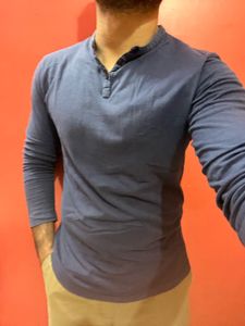 Bewakoof Blue Full Sleeve Henley For Men 👕