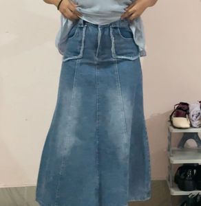 y2k Denim Pinterest flair long skirt