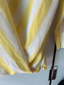 Chic Yellow &amp; White Striped Wrap Top