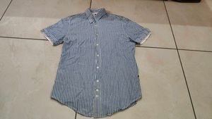 Men's Striped Short Sleeve Button-Up Shirt