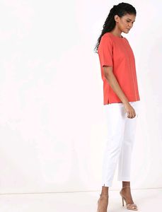 M&amp;S Coral Short Sleeve Crew Neck Top LR-81