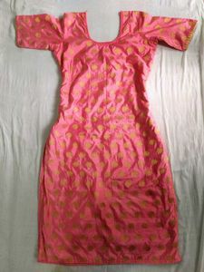Handstitched Pink Kurta made by Saree✨️