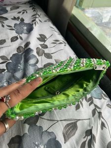 Large Beaded Green Clutch Pouches Handbags Sling