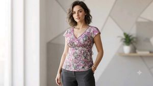 Floral Print Wrap Top