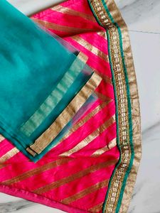 Vibrant Pink &amp; Teal Kurta Set with Dupatta