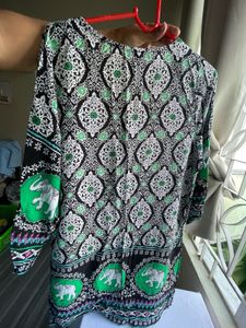 Boho Elephant Print Tunic Top