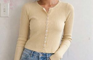 Ribbed Button-Up Cardigan