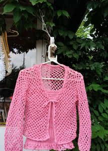 crochet tops and mesh cardigan sets
