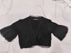 Chic Black Sheer Sleeve Bolero (crop shrug)
