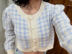 Cute Plaid Cropped Cardigan