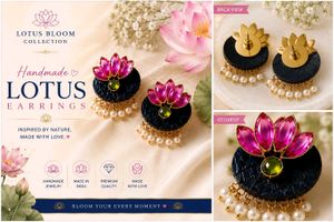 Handmade Lotus Earrings with Pearls