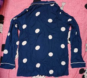 Navy blue and white printed sleep shirt