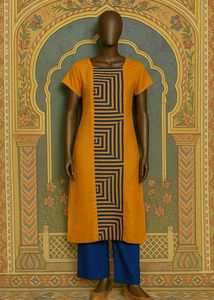 Mustard Kurta with Geometric Print