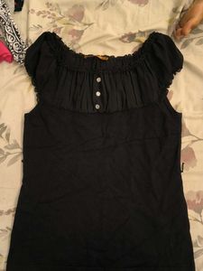 Chic Black Smocked Blouse