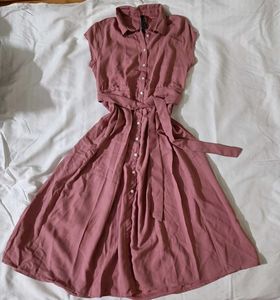 Onion Pink Casual Midi Dress