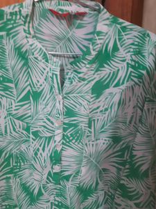 Green Palm Print Top