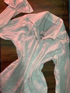 Crinkle Texture Button-Up Shirt