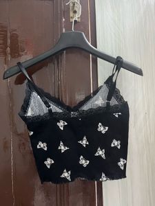 Black Butterfly Lace Cami Top