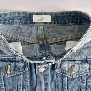 Denim Midi Skirt with Button-Up Front