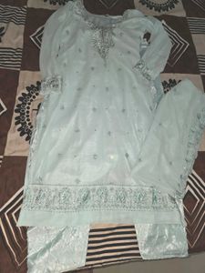 Elegant Light Blue Embroidered Kurta Set