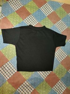 Solid Black Mock Neck T-Shirt