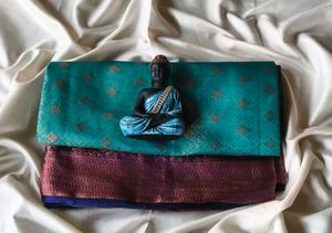 Elegant Teal Saree with Brocade Border