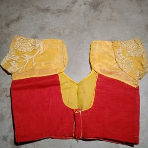 Yellow &amp; Red Embroidered Blouse